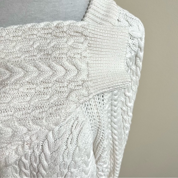 NWT~RW&CO Cable Knit Sweater~Size L~White~Batwing Sleeves - Picture 11 of 14